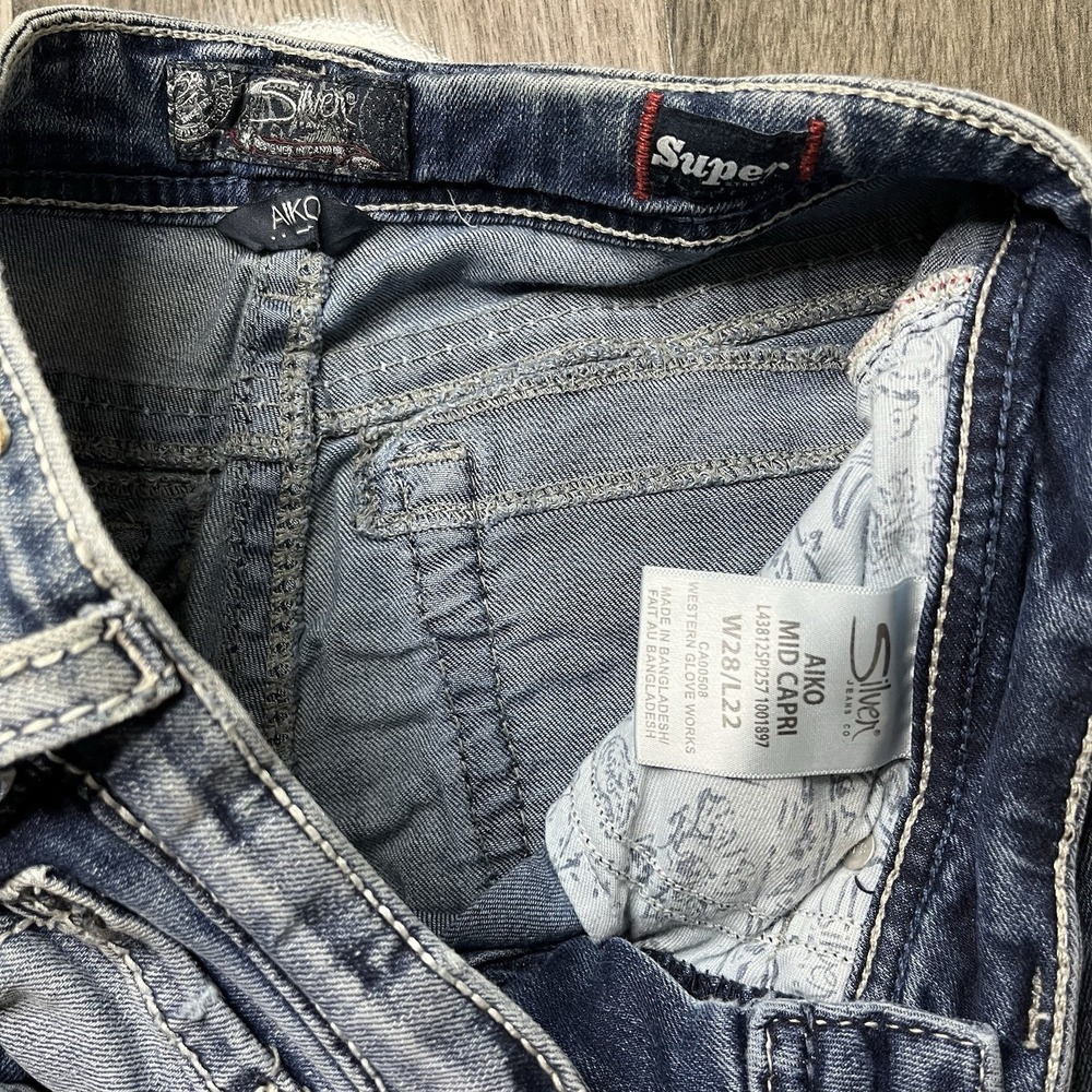 Silver Jeans‎ Co. Aiko Mid Capri W28/L22 Women's Distressed Jeans - Picture 4 of 7